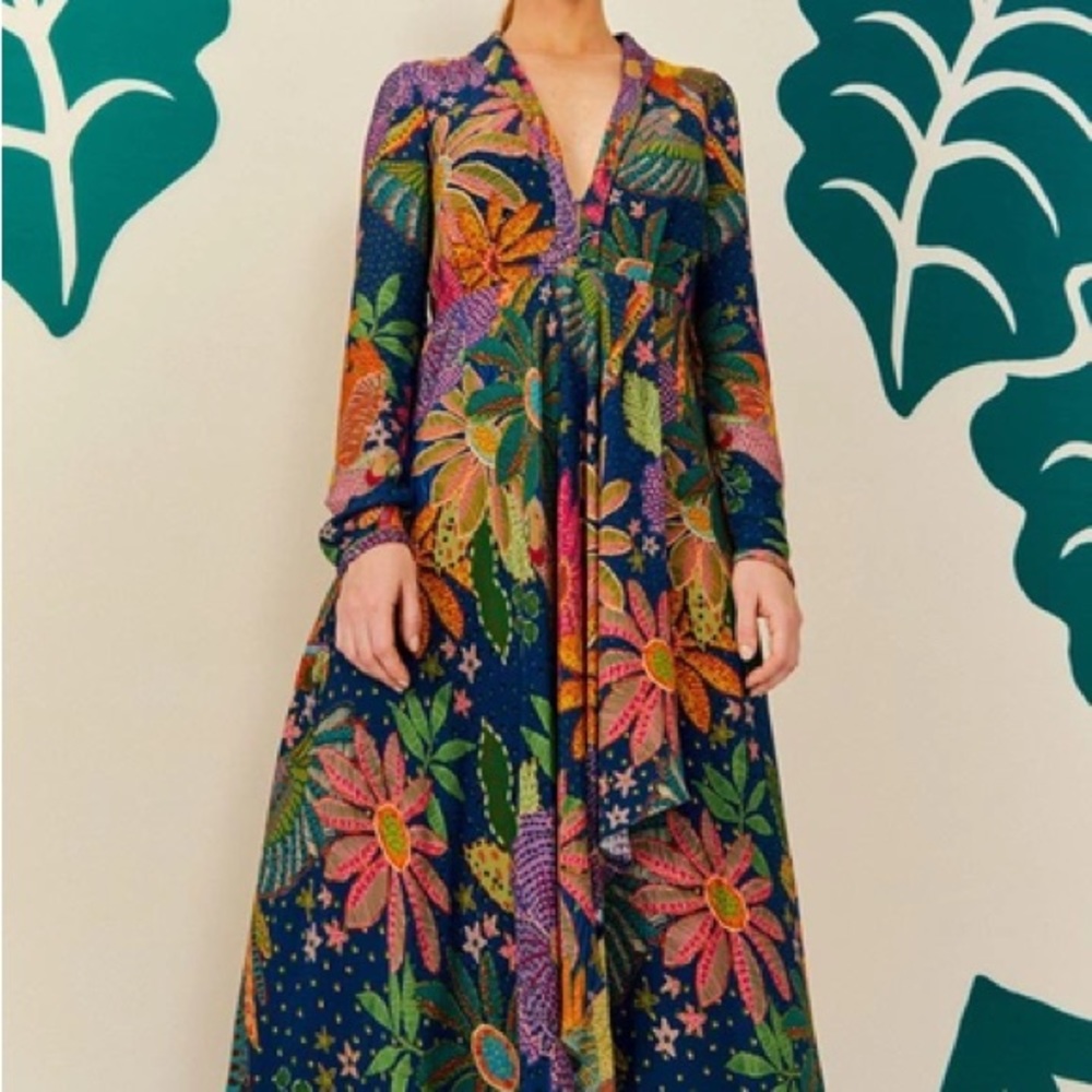 BNWT Farm Rio Cool Macaw Navy Maxi dress navy blue